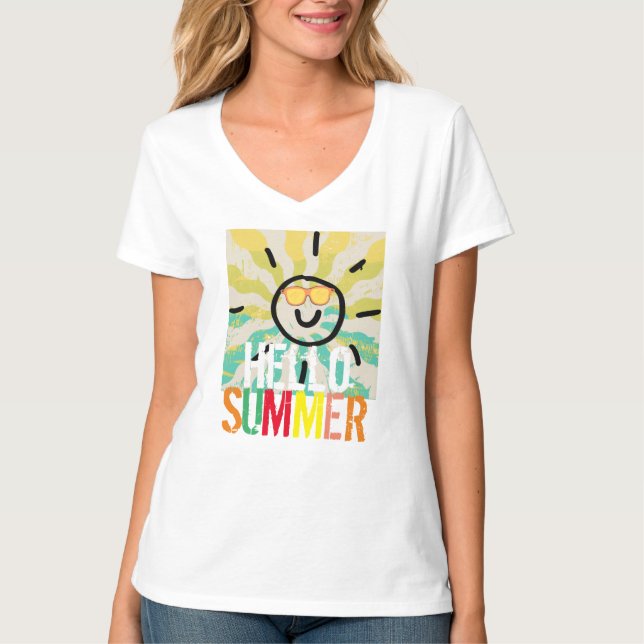 Hallo Sommer stilvoll bunt chic Frauen T- T-Shirt (Vorderseite)