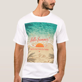 Hallo Sommer Strand Sonnenuntergang Grafik T-Shirt