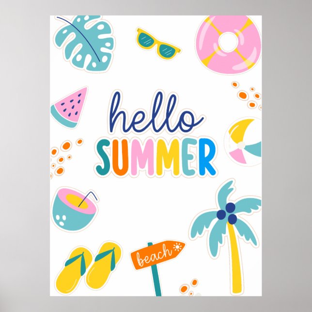Hallo Sommer Strand Spaß Retro Design Poster (Vorne)