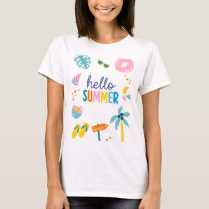 Hallo Sommer Strand Spaß Retro-Design T-Shirt