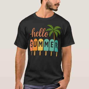 Hallo Sommer Strand Urlaub Eiscreme Eis am Stiel T-Shirt