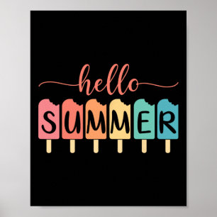 Hallo Sommer Strand Urlaub Eiscreme Liebhaber Pops Poster