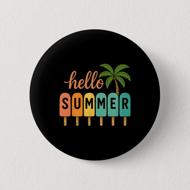 Hallo Sommer Strandurlaub Eiscreme Eis am Stiel Gi Button (Vorderseite)