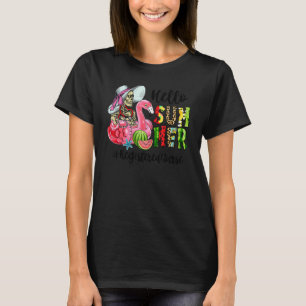 Hallo Sommer Totenkopf Flamingo Schwimmhilfe Krank T-Shirt