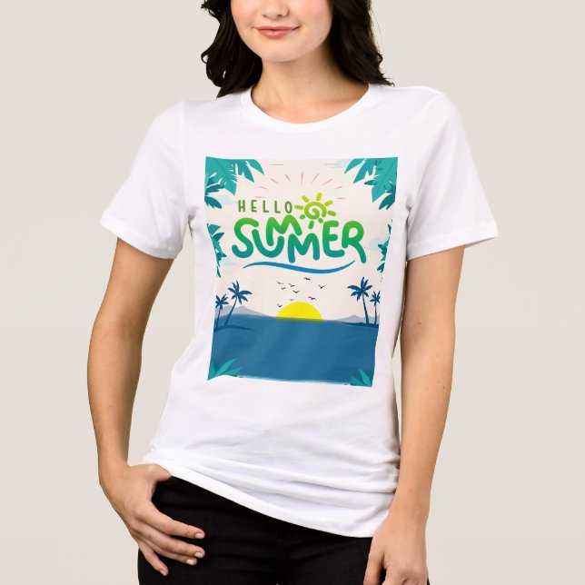 Hallo Sommer Tri-Blend Shirt (Vorderseite)