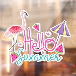 Hallo Sommer Tropical Flamingo Watermelon Paradise Fensteraufkleber