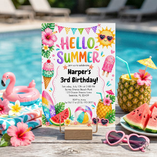 Hallo Sommer Tropischer Sommer Geburtstag Einladung