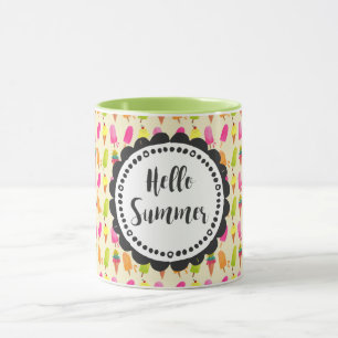 Hallo Sommer Typografie Popsicles und Ice Creme Tasse
