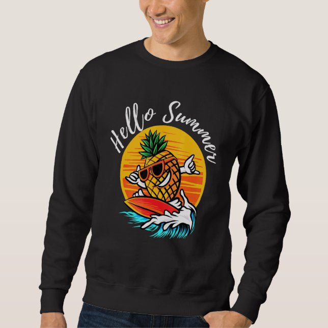 Hallo Sommer Überleben Coole Ananas Aloha Strände Sweatshirt (Vorderseite)