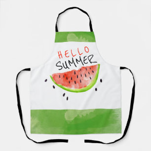 Hallo Sommer Wasserfarbe Watermelon Grün Weiß Schürze