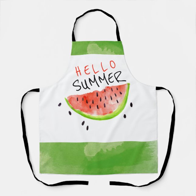 Hallo Sommer Wasserfarbe Watermelon Grün Weiß Schürze (Vorderseite)
