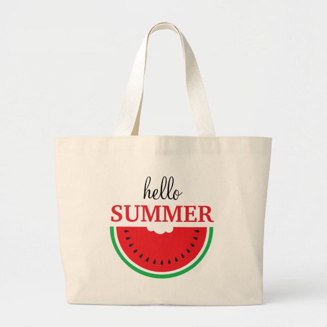 Hallo Sommer Wassermelon Frucht Große Tote Tasche (Vorne)