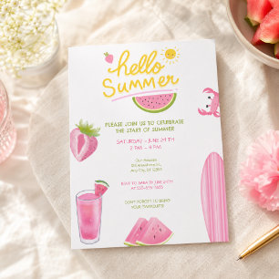 Hallo Sommer Wassermelone Poolparty Rosa Spaß Einladung