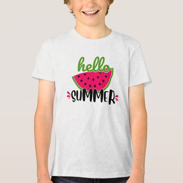 Hallo Sommer Wassermelone  Tri-Blend Shirt (Vorderseite)