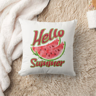 Hallo Sommer Watercolor Watermelone Design Kissen