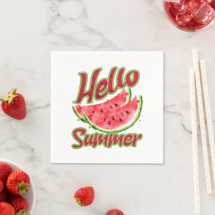 Hallo Sommer Watercolor Watermelone Design Serviette