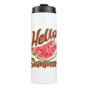 Hallo Sommer Watercolor Watermelone Design Thermosbecher