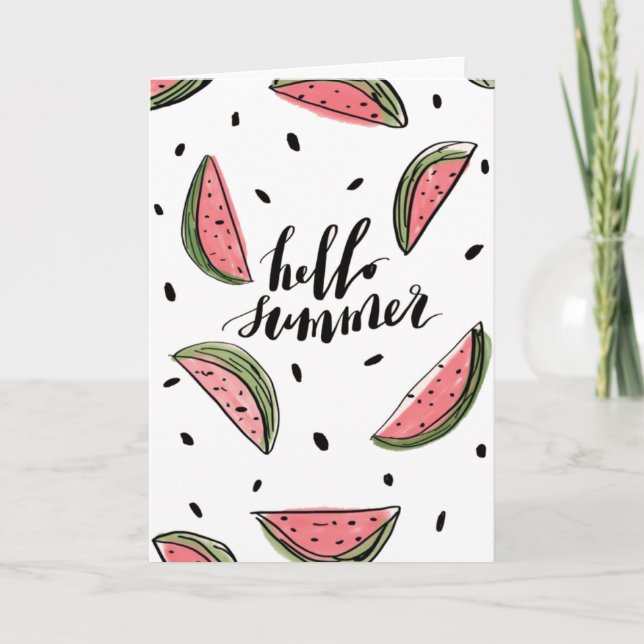 Hallo Sommer Watermelon Blank Inside Card Karte (Vorderseite)