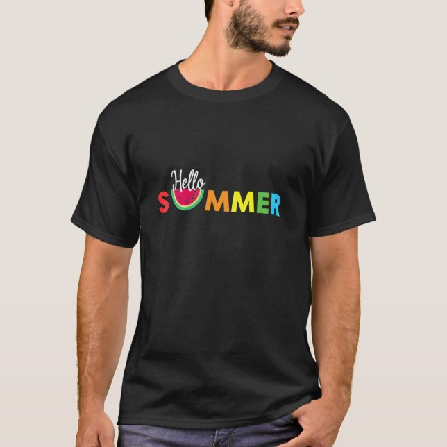 Hallo Sommer Watermelon Familienurlaub Sommermeer T-Shirt (Vorderseite)