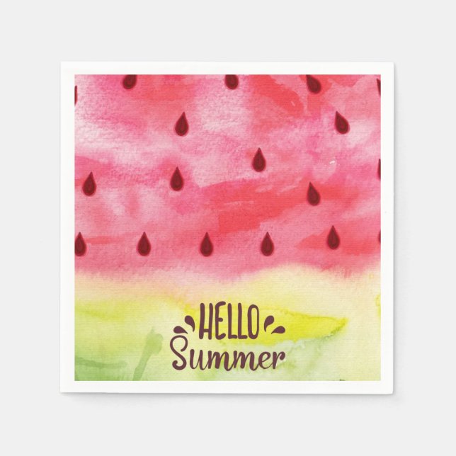 Hallo Sommer Watermelon Napkins Serviette (Vorderseite)