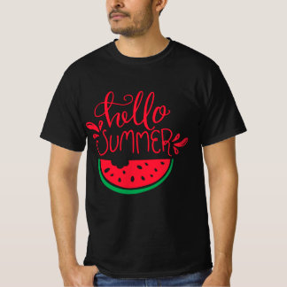 Hallo Sommer Watermelon Slice Design T-Shirt