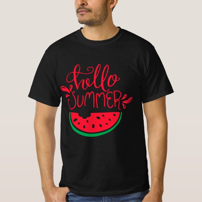 Hallo Sommer Watermelon Slice Design T-Shirt (Vorderseite)