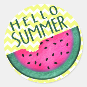 Hallo Sommer Watermelon Slice Runder Aufkleber