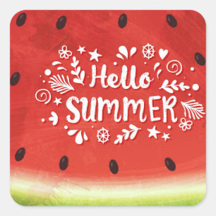 Hallo Sommer Watermelone Quadratischer Aufkleber