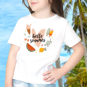 Hallo Sommer Zitat Buntes Süßes Grafik Kinder T-Shirt