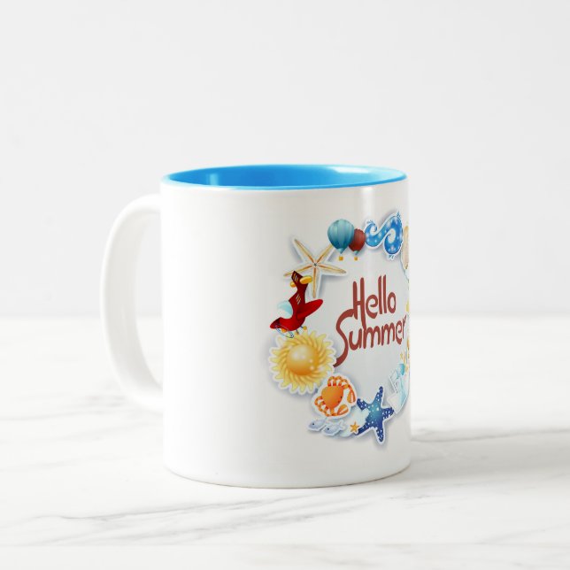 Hallo Sommer Zweifarbige Tasse (Vorderseite Links)