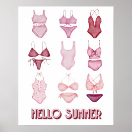 Hallo Sommeranzug, Art Poster, Rot/Rosa Poster