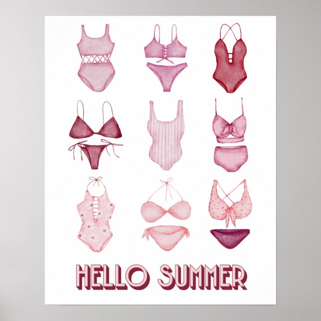 Hallo Sommeranzug, Art Poster, Rot/Rosa Poster (Vorne)