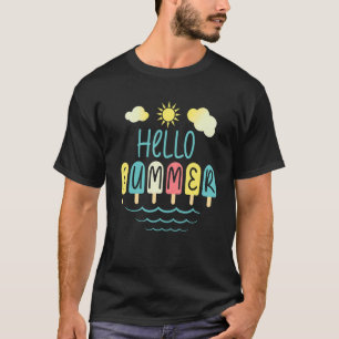 Hallo Sommerferien Eiscreme Popsicle Beach Fam T-Shirt
