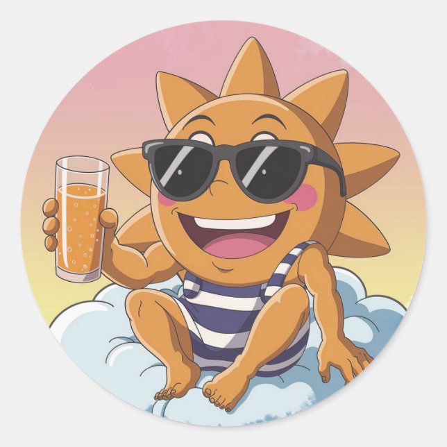 Hallo Sommerferien Runder Aufkleber (Vorderseite)