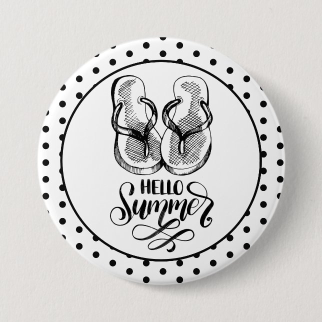 Hallo Sommerflip-Flops-Button Button (Vorderseite)