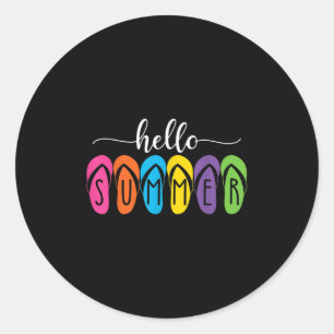Hallo Sommerflip Flops, willkommen Sommer Frauen M Runder Aufkleber