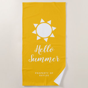 Hallo Sommergelbes Badetuch mit individuelle Name