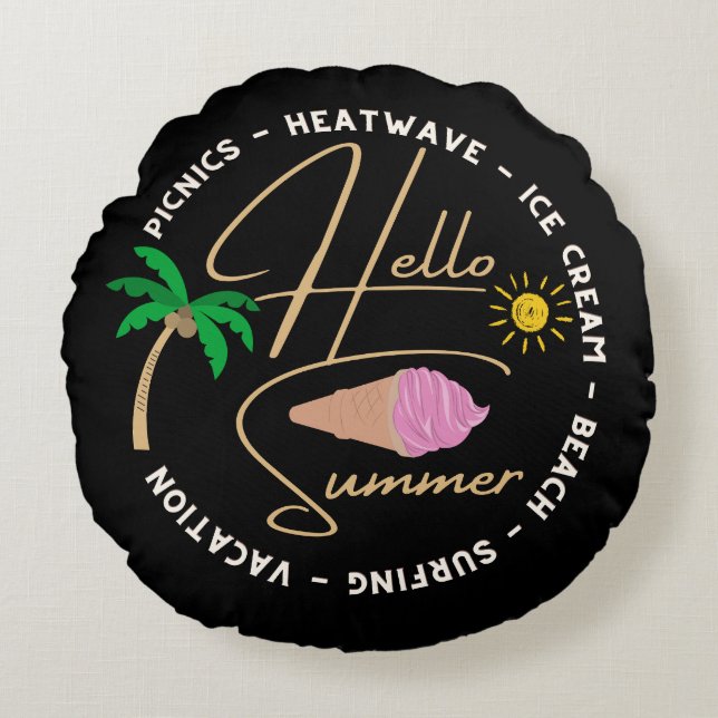 Hallo Sommerkissen Rundes Kissen (Vorderseite)