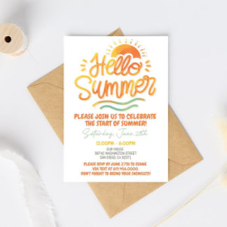 Hallo Sommerparty-Einladung Sonne Sommer Orange Einladung