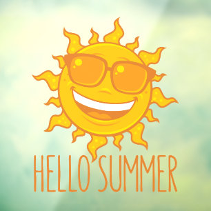 Hallo Sommersonne mit Sonnenbrille Fensteraufkleber
