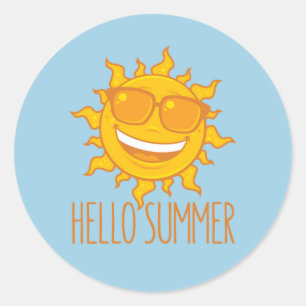 Hallo Sommersonne mit Sonnenbrille Runder Aufkleber
