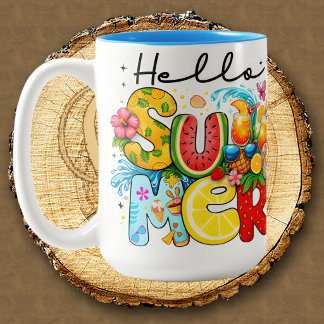 Hallo Sommerstimmung tropische Früchte Zweifarbige Tasse