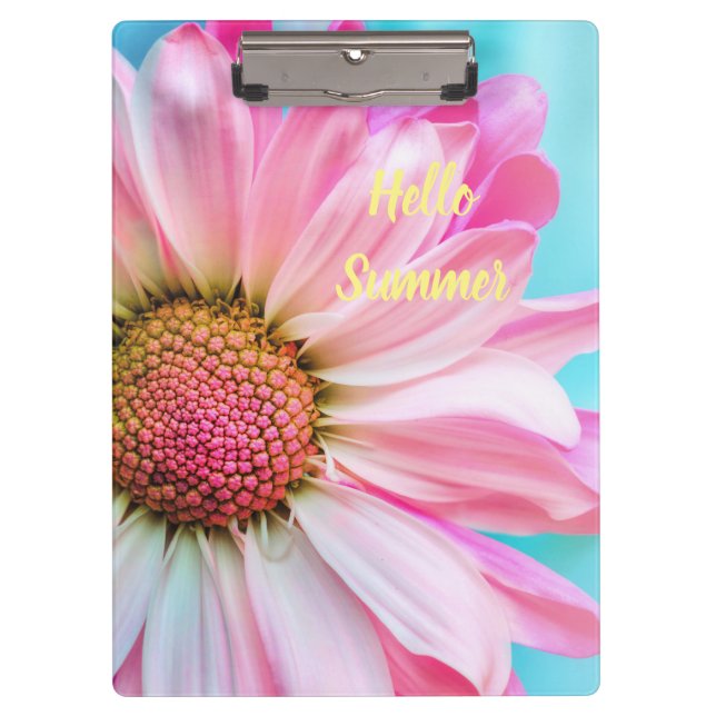 Hallo Sommertext mit Blume Klemmbrett (Vorderseite)