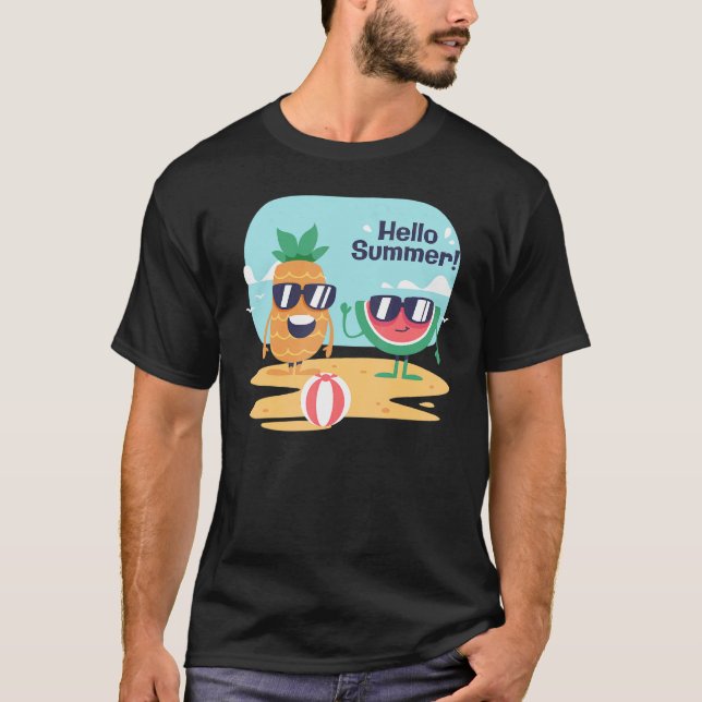 Hallo Sommerurlaub Eiscreme Sonnenstrand Männer Ki T-Shirt (Vorderseite)