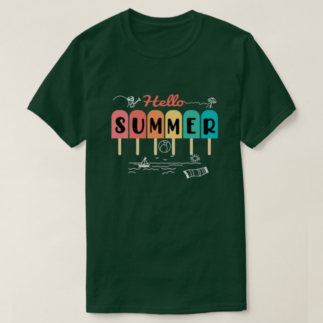 Hallo Sommerurlaub Popsicle & Ice Lolly Fun Des T-Shirt (Design vorne)