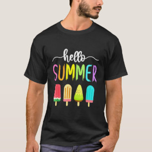 Hallo Sommerurlaub Popsicle Ice Lolly School S T-Shirt