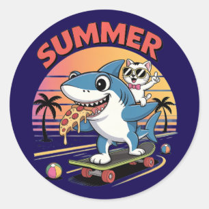 Hallo Sommerurlaub Runder Aufkleber
