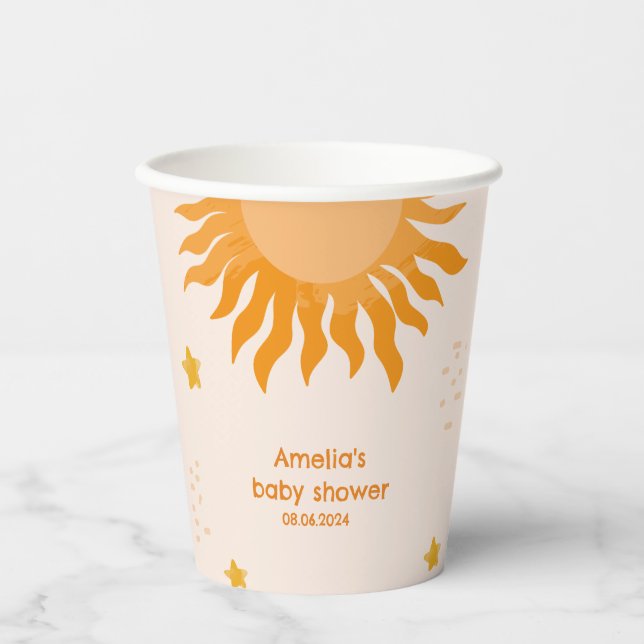 Hallo Sonne boho Aquarell Sun Baby Dusche Pappbecher (Vorderseite)
