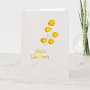 Hallo Sonnenschein Gelbe Billy Buttons Aquarell Karte