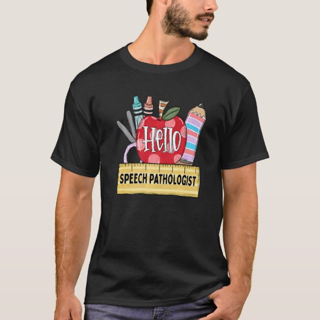 Hallo Sprachtherapeut Apple Lehrer T-Shirt (Vorderseite)